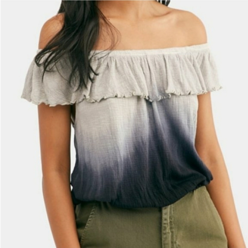 Free People Cora Lee Gray Ombre Flounce Top